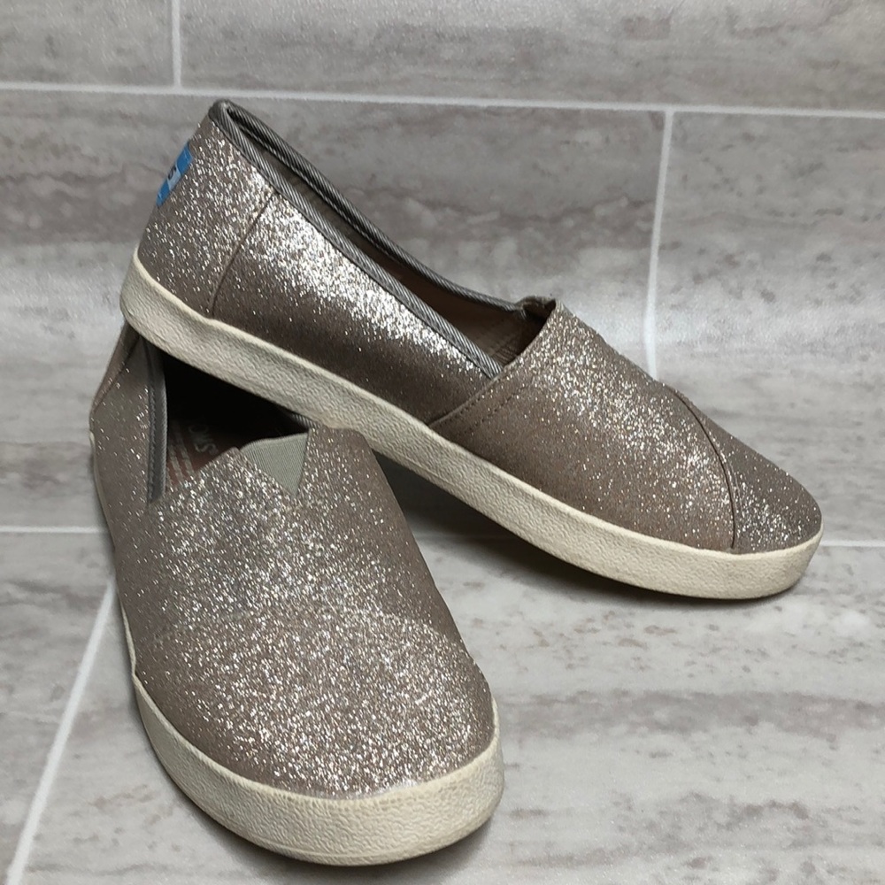 Gold metallic Toms Shoes
